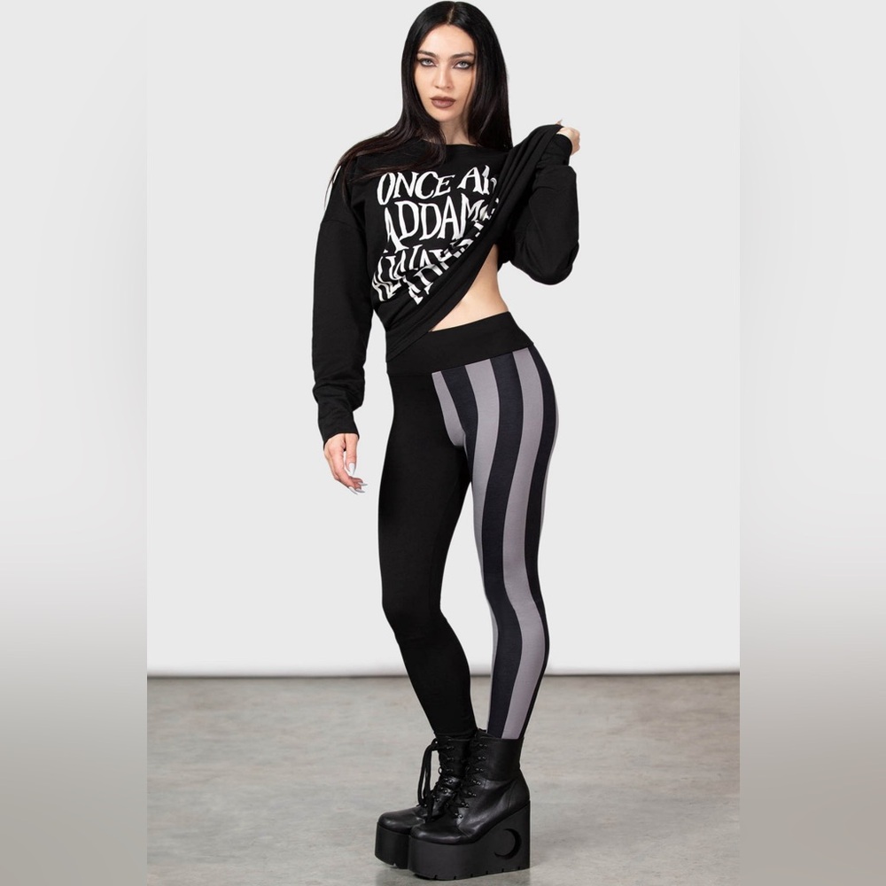 Killstar Black and Gray Striped Leggings
